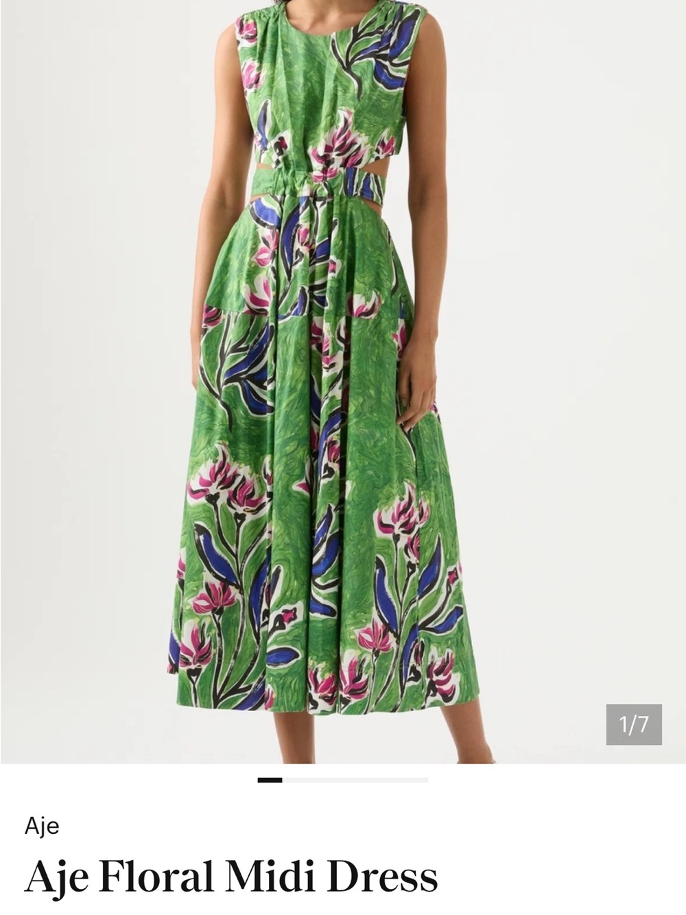 Aje Green Floral Midi Dress. Fits like a size 2. Worn once.